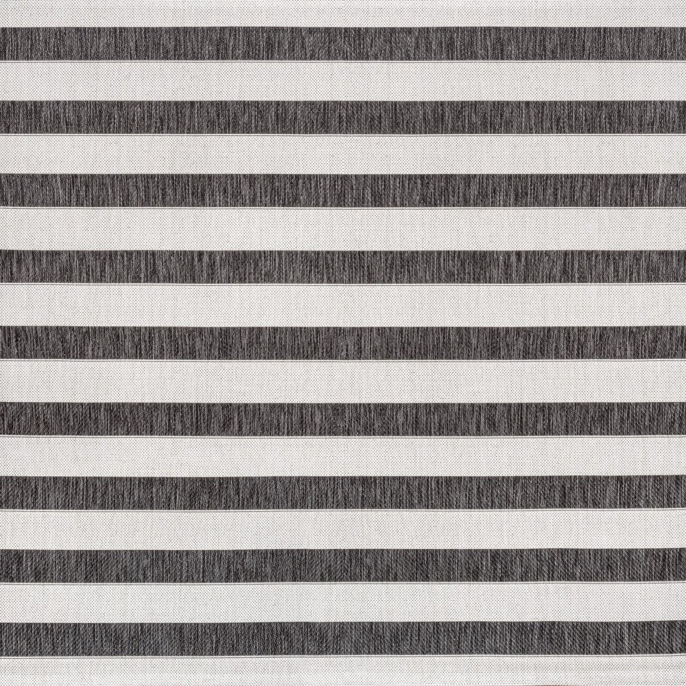 4' Black And Cream Square Striped Indoor Outdoor Area Rug — view 1