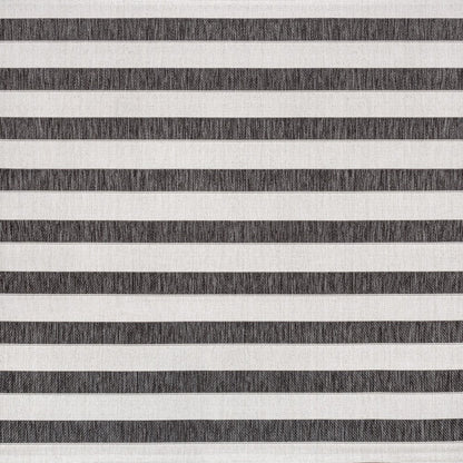 4' Black And Cream Square Striped Indoor Outdoor Area Rug HomeRoots