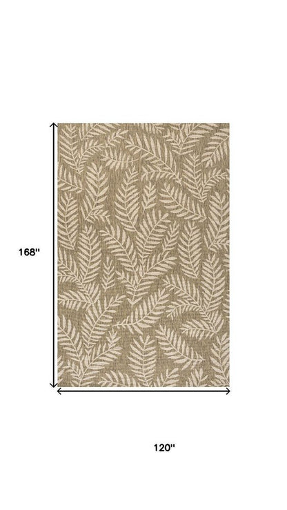10' X 14' Brown And Beige Floral Indoor Outdoor Area Rug HomeRoots