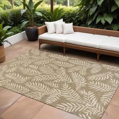 10' X 14' Brown And Beige Floral Indoor Outdoor Area Rug HomeRoots