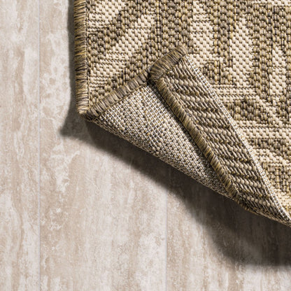4' Brown And Beige Square Floral Indoor Outdoor Area Rug HomeRoots