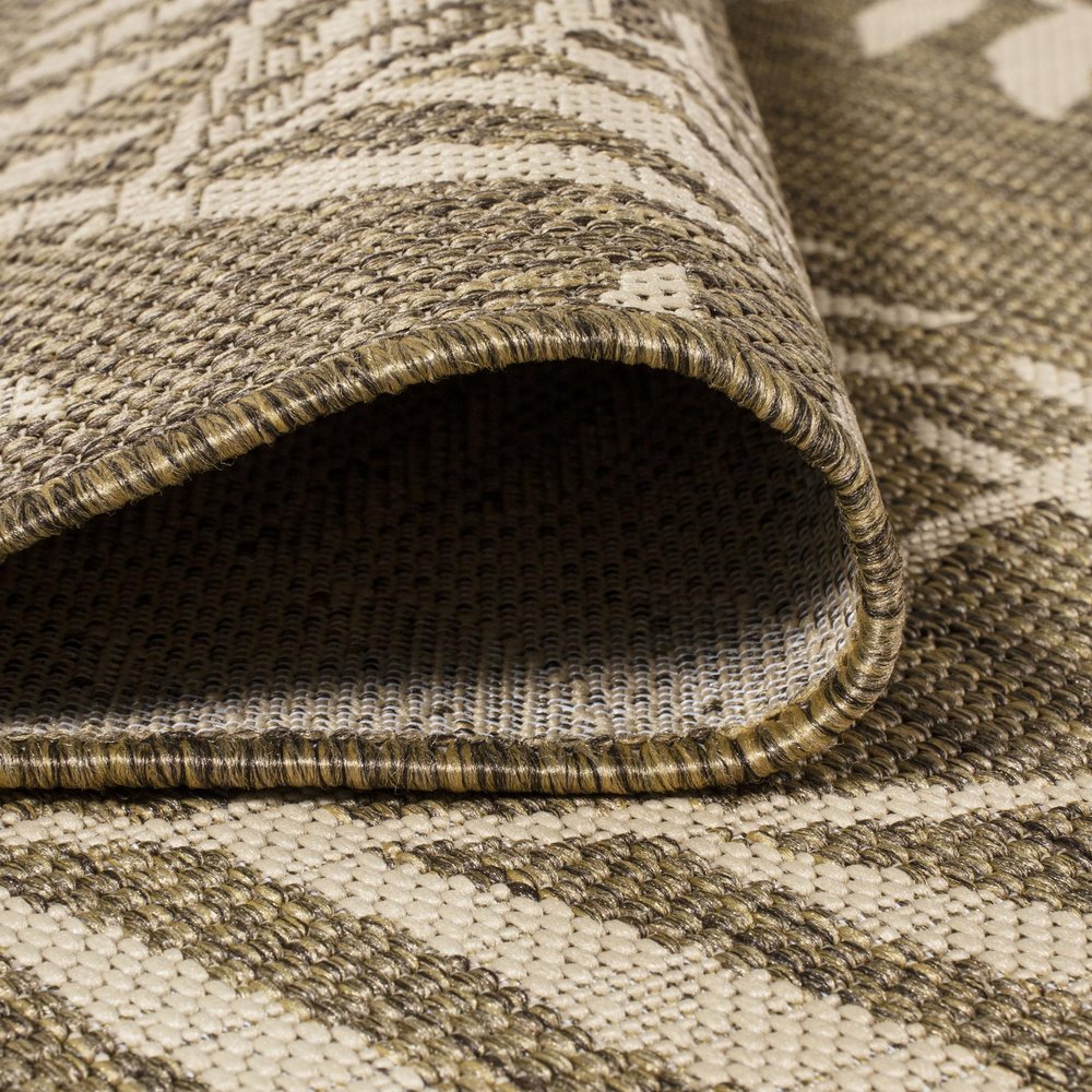 4' Brown And Beige Square Floral Indoor Outdoor Area Rug — view 6