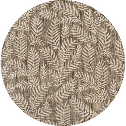6' Brown And Beige Round Floral Indoor Outdoor Area Rug HomeRoots