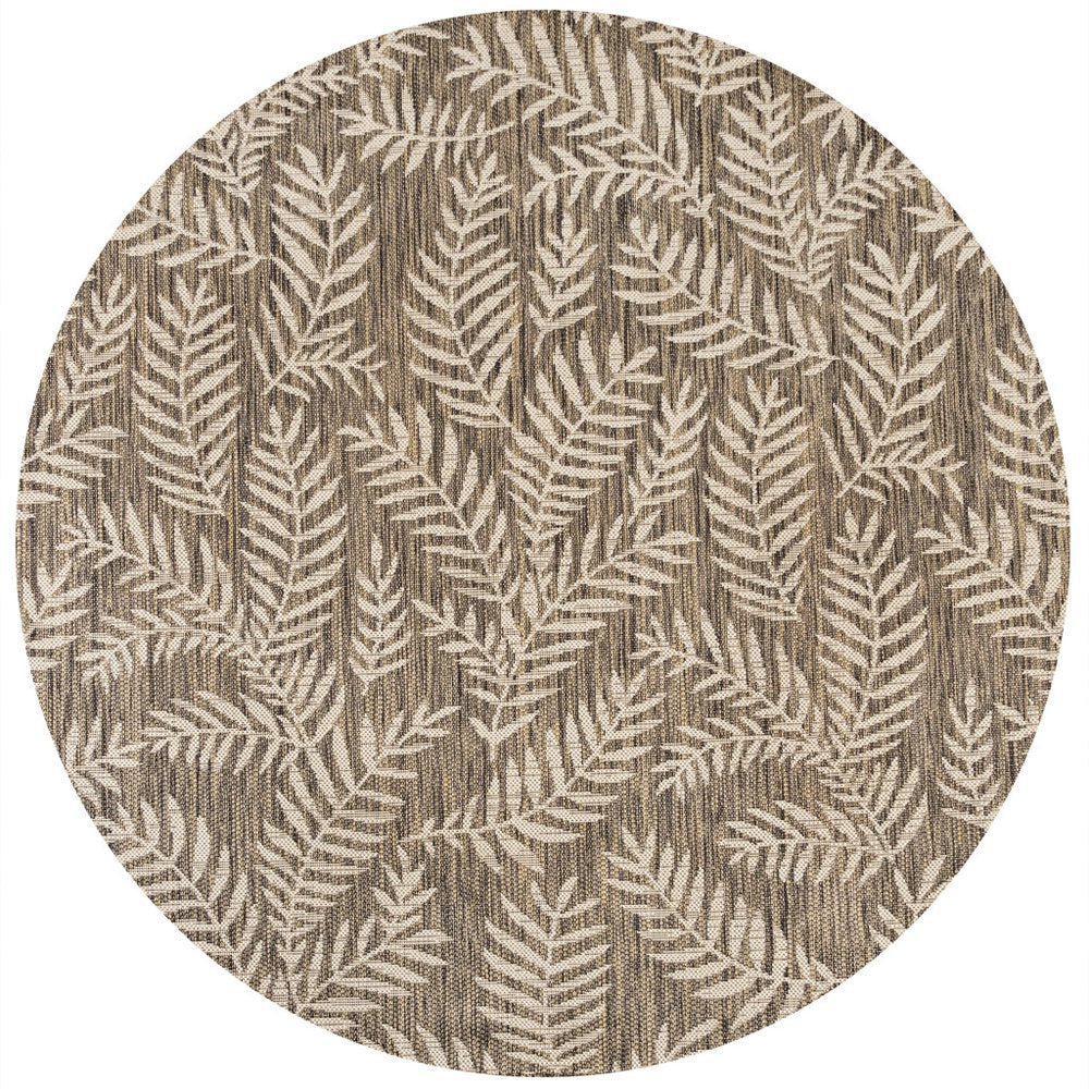 6' Brown And Beige Round Floral Indoor Outdoor Area Rug HomeRoots