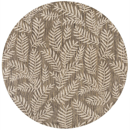 8' Brown And Beige Round Floral Indoor Outdoor Area Rug HomeRoots
