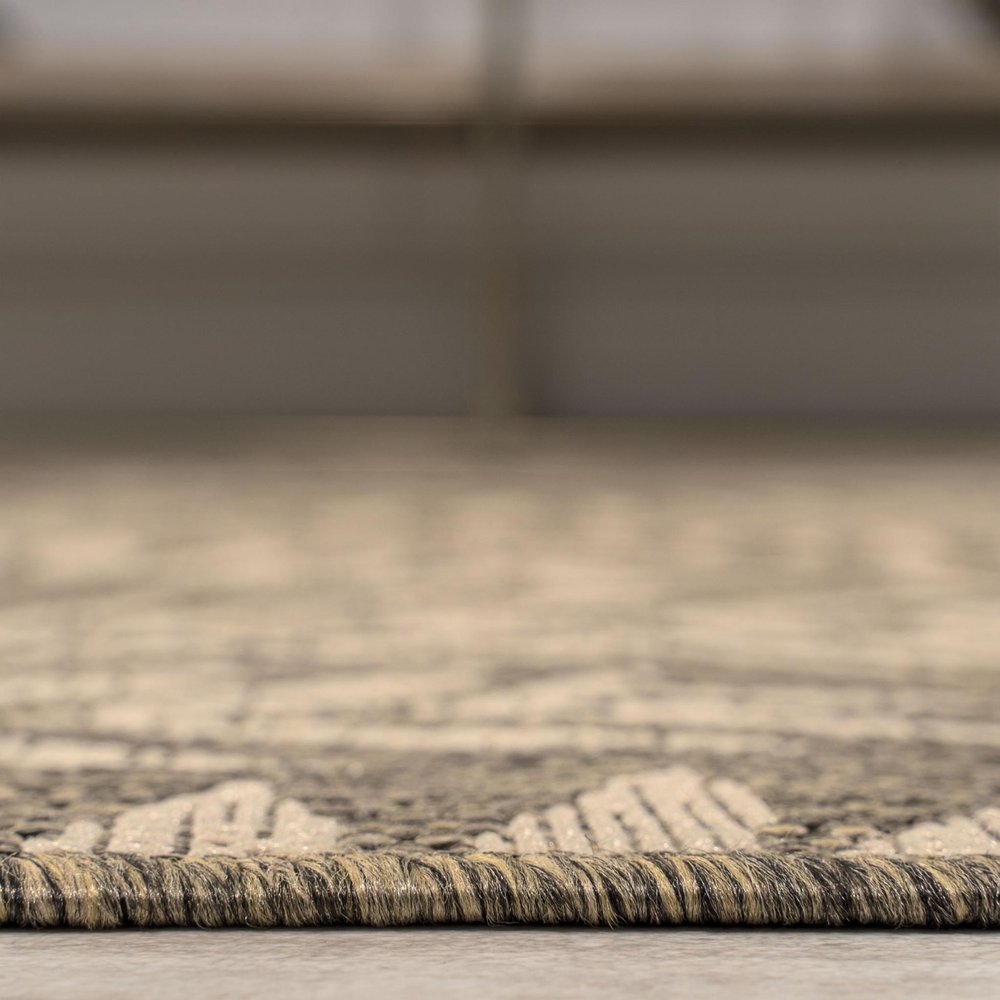 8' Brown And Beige Round Floral Indoor Outdoor Area Rug HomeRoots
