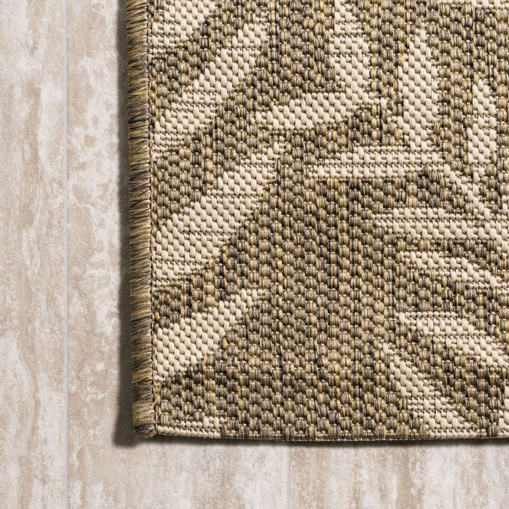 9' Brown And Beige Round Floral Indoor Outdoor Area Rug HomeRoots