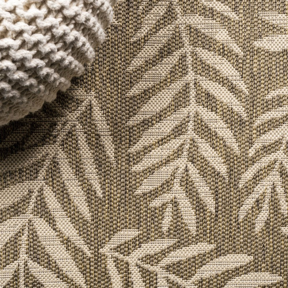 9' Brown And Beige Round Floral Indoor Outdoor Area Rug — view 5