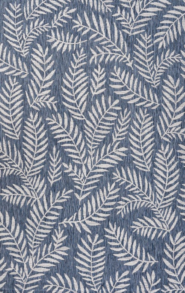 10' X 14' Navy Blue And Ivory Floral Indoor Outdoor Area Rug HomeRoots