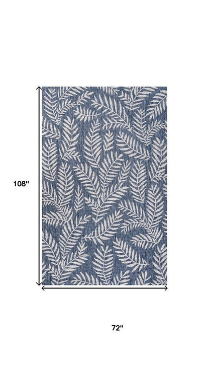 6' X 9' Navy Blue And Ivory Floral Indoor Outdoor Area Rug HomeRoots
