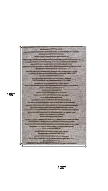 10' X 14' Beige And Brown Striped Indoor Outdoor Area Rug HomeRoots
