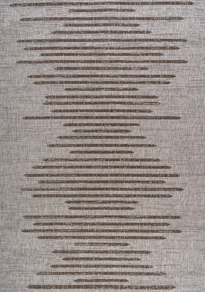 10' X 14' Beige And Brown Striped Indoor Outdoor Area Rug HomeRoots