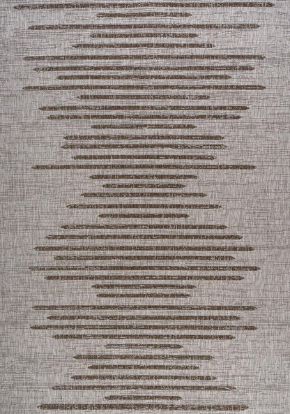 10' X 14' Beige And Brown Striped Indoor Outdoor Area Rug HomeRoots