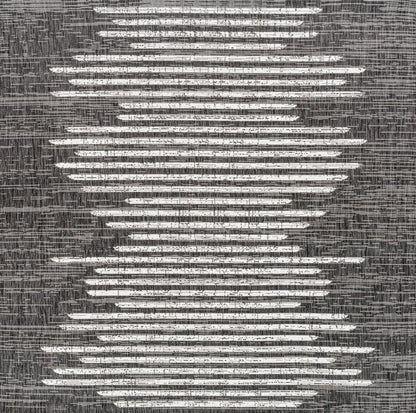5' Black And Ivory Square Striped Indoor Outdoor Area Rug HomeRoots