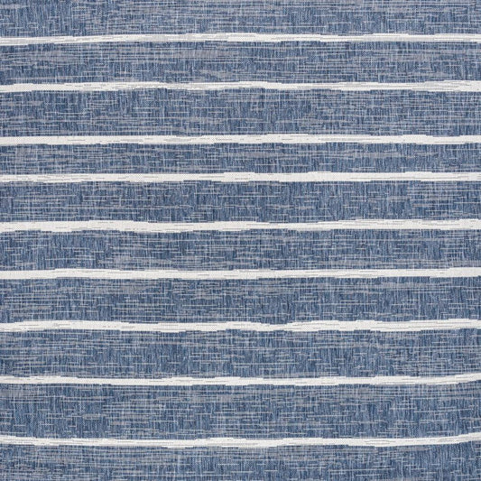 6' Blue And Ivory Square Striped Indoor Outdoor Area Rug