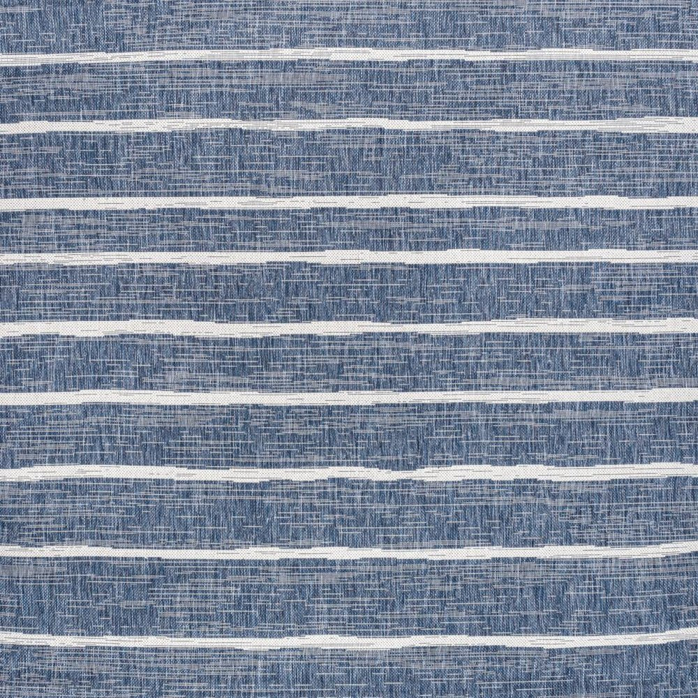 8' Blue And Ivory Square Striped Indoor Outdoor Area Rug — view 1
