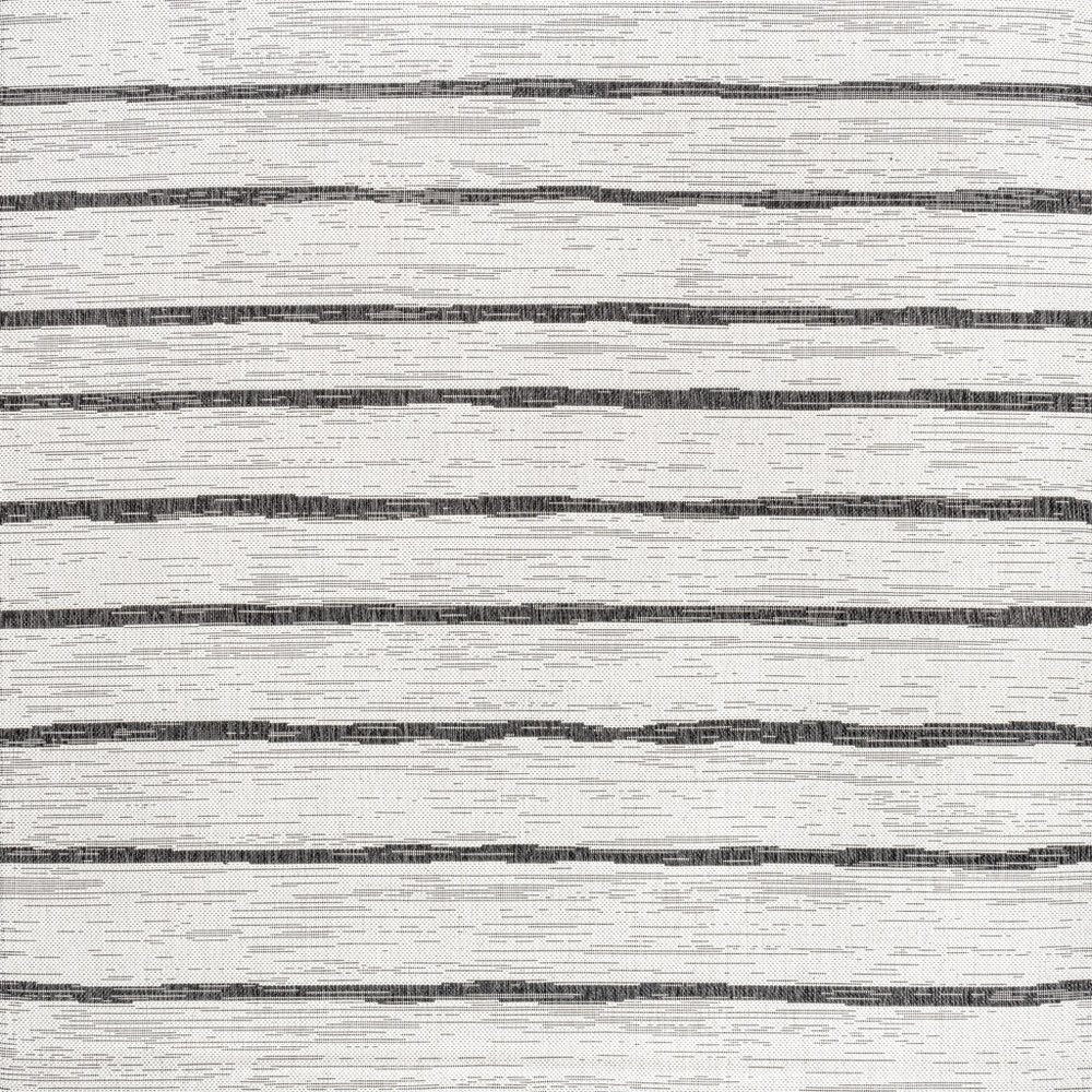6' Ivory And Black Square Striped Indoor Outdoor Area Rug HomeRoots