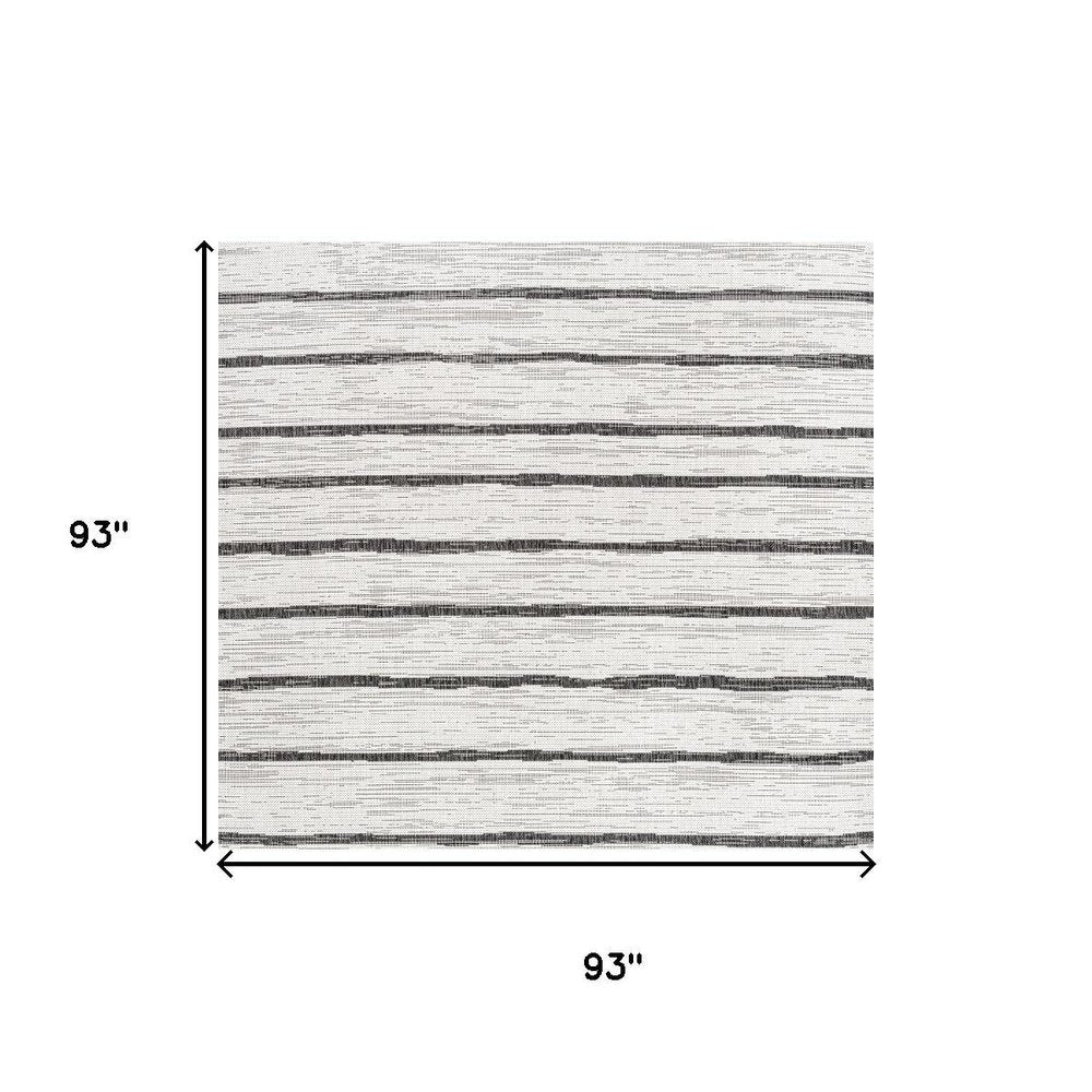 8' Ivory And Black Square Striped Indoor Outdoor Area Rug — view 7