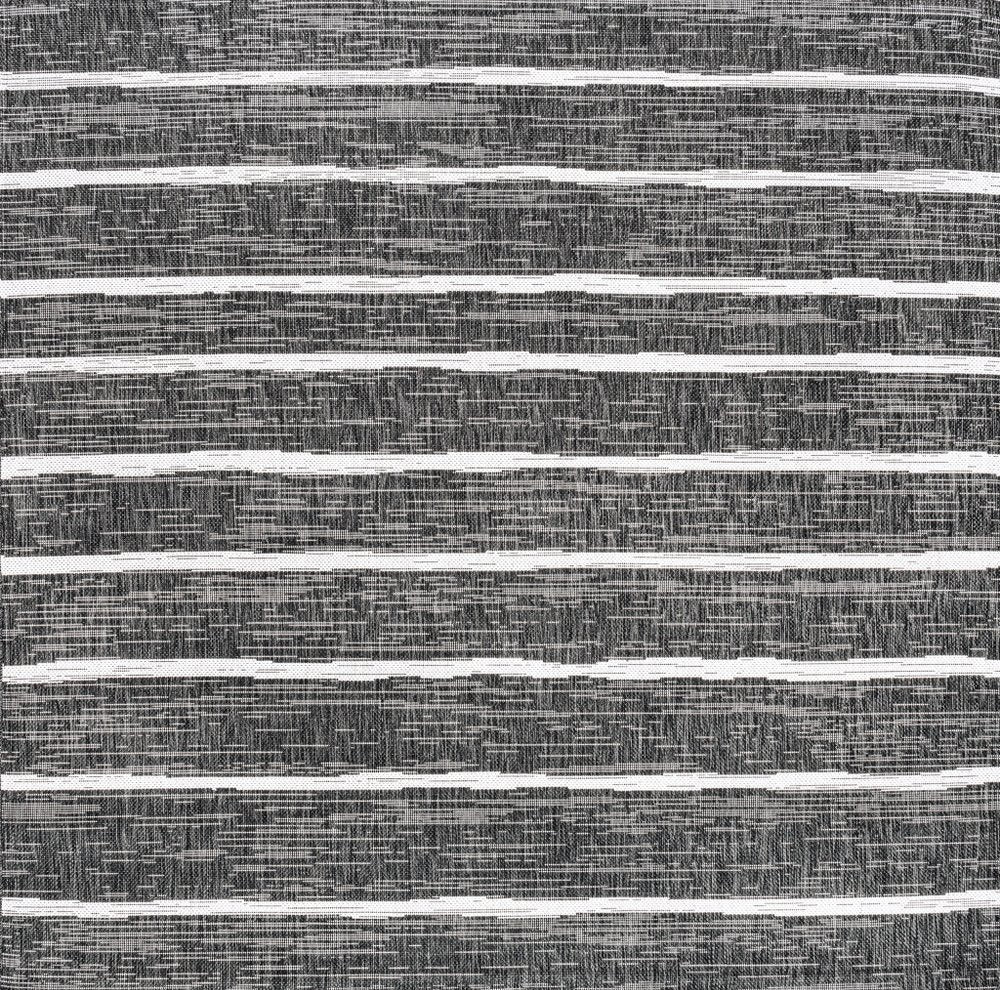 4' Black And Ivory Square Striped Indoor Outdoor Area Rug — view 1