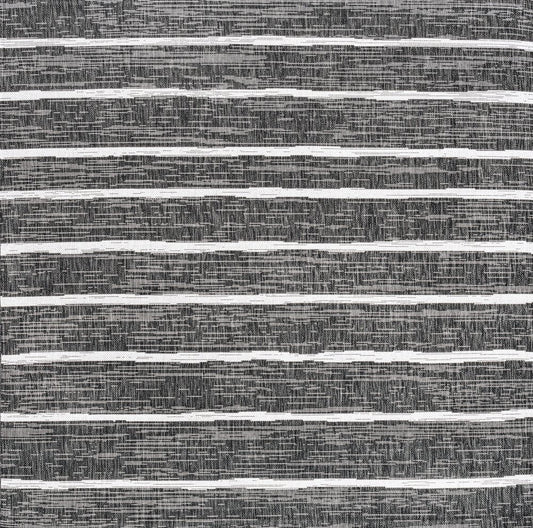 5' Black And Ivory Square Striped Indoor Outdoor Area Rug