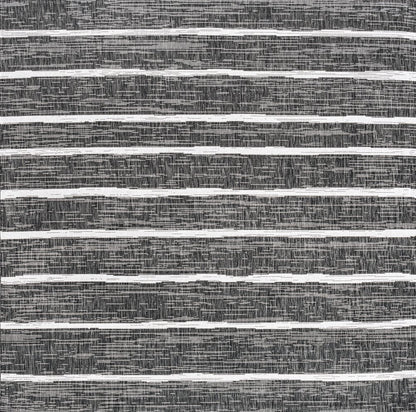 9' Black And Ivory Square Striped Indoor Outdoor Area Rug