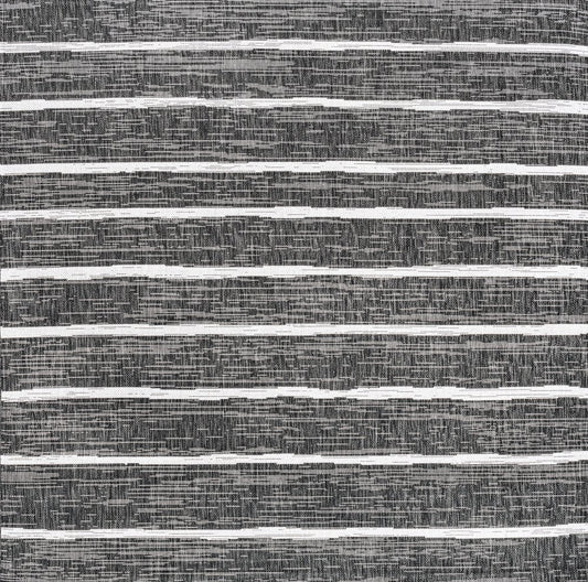 9' Black And Ivory Square Striped Indoor Outdoor Area Rug