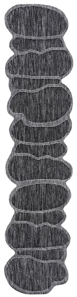 8' Dark Gray And Gray Medallion Indoor Outdoor Runner Rug HomeRoots