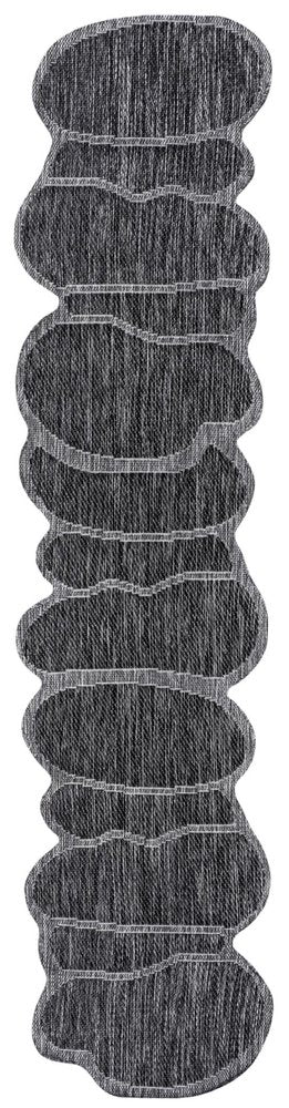 8' Dark Gray And Gray Medallion Indoor Outdoor Runner Rug HomeRoots