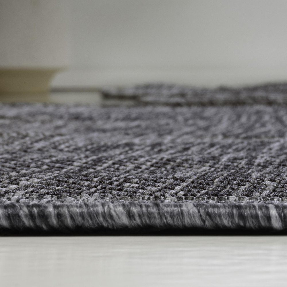 8' Dark Gray And Gray Medallion Indoor Outdoor Runner Rug HomeRoots