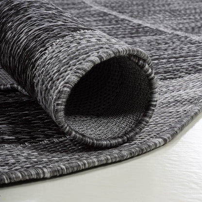 8' Dark Gray And Gray Medallion Indoor Outdoor Runner Rug HomeRoots