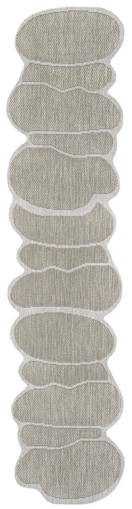 8' Beige And Cream Medallion Indoor Outdoor Runner Rug