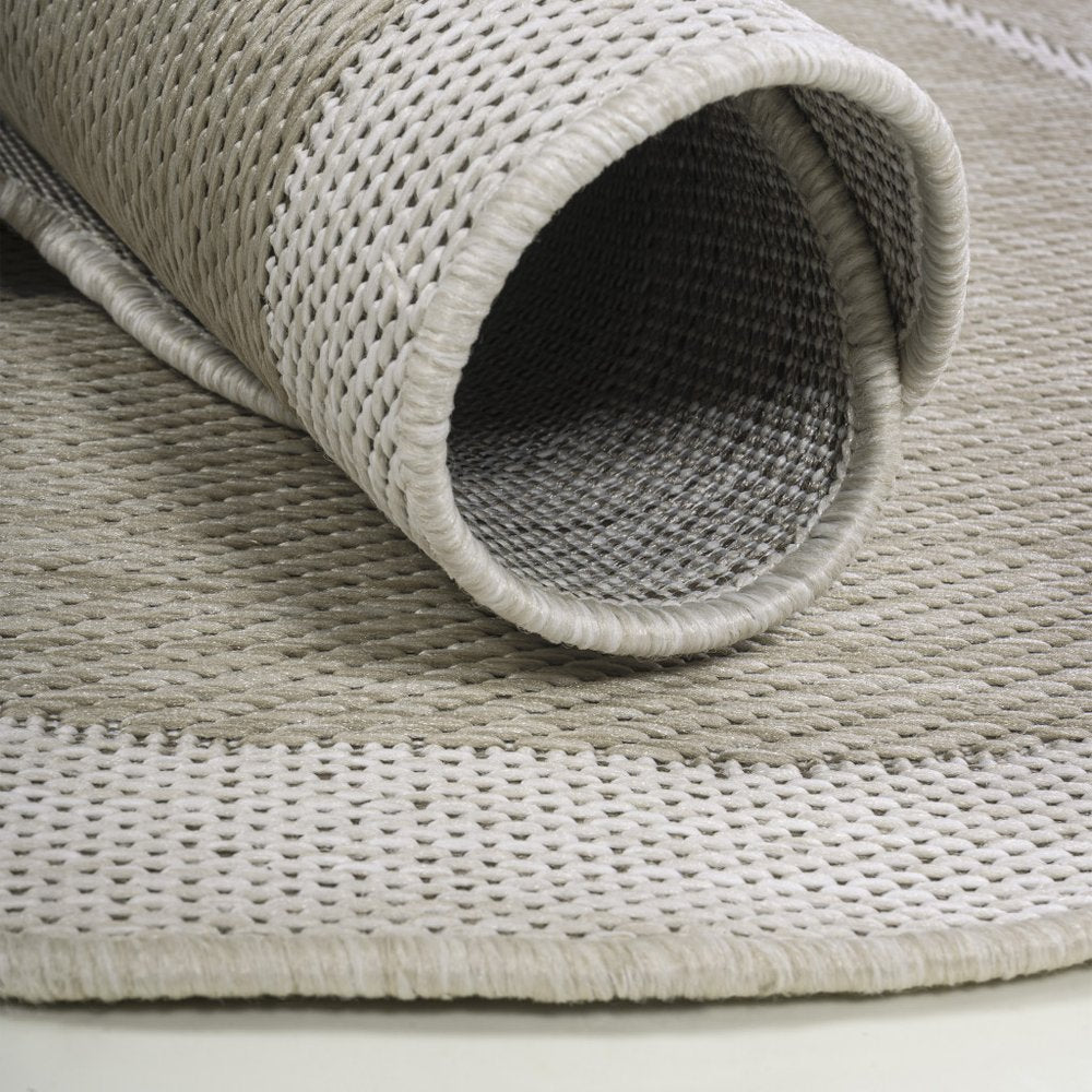 8' Beige And Cream Medallion Indoor Outdoor Runner Rug — view 4