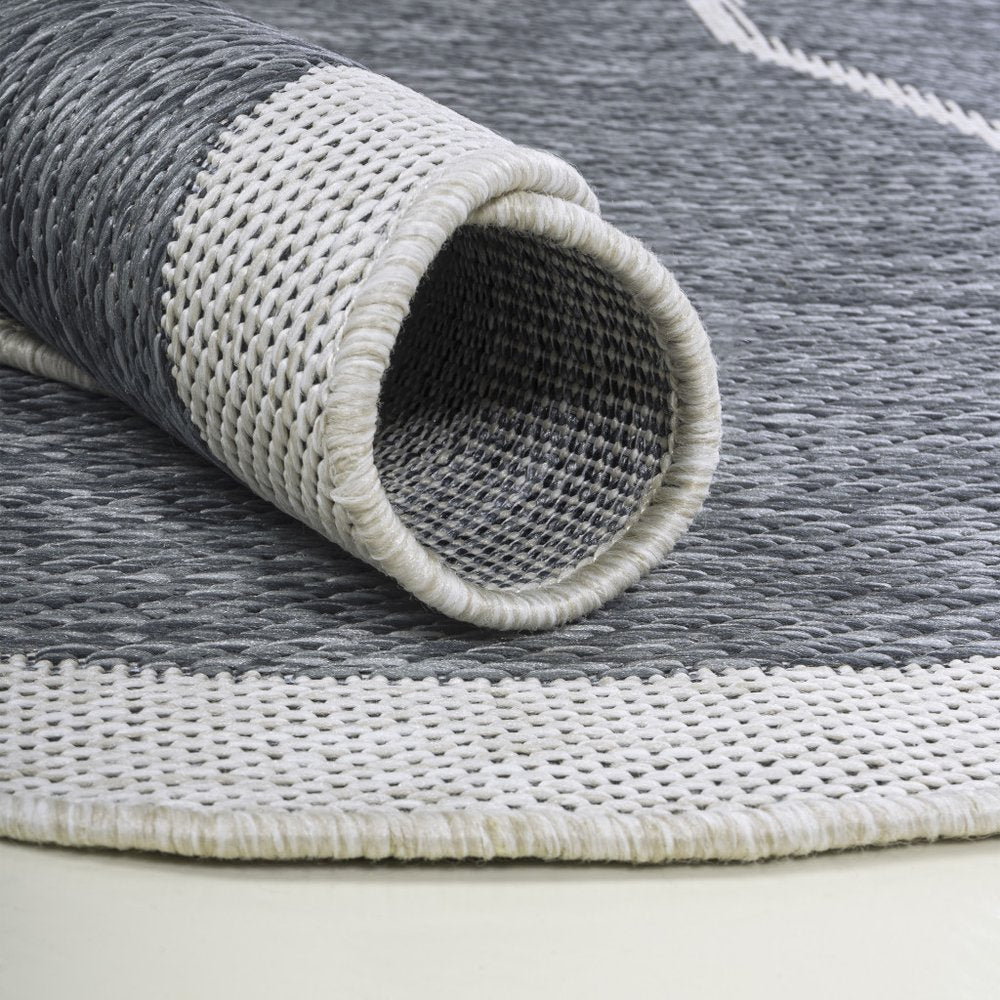 8' Blue And Cream Medallion Indoor Outdoor Runner Rug HomeRoots