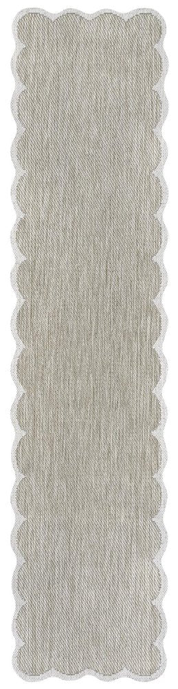 8' Beige And Cream Indoor Outdoor Runner Rug — view 1