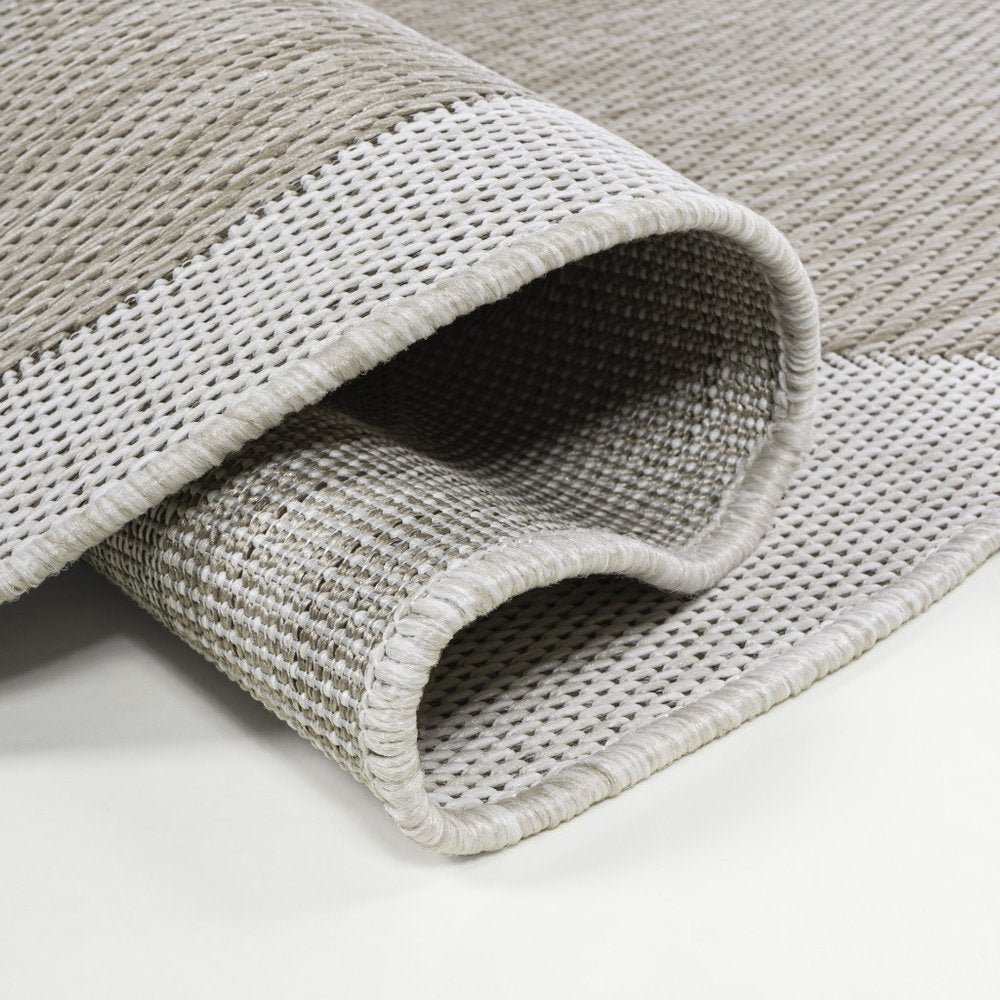 8' Beige And Cream Indoor Outdoor Runner Rug
