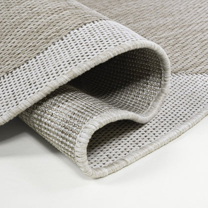 8' Beige And Cream Indoor Outdoor Runner Rug
