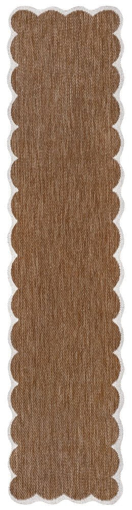 8' Terra Cotta And Cream Indoor Outdoor Runner Rug HomeRoots