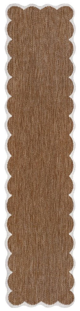 8' Terra Cotta And Cream Indoor Outdoor Runner Rug HomeRoots