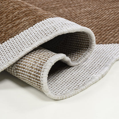 8' Terra Cotta And Cream Indoor Outdoor Runner Rug HomeRoots