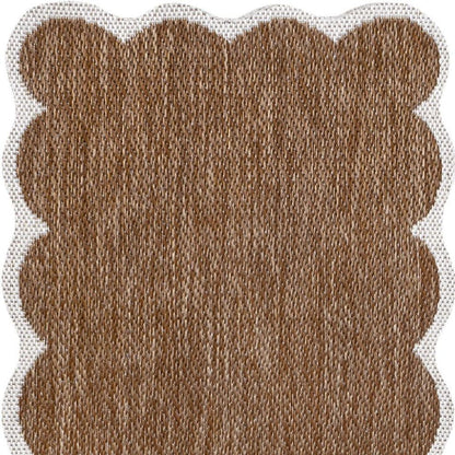 8' Terra Cotta And Cream Indoor Outdoor Runner Rug HomeRoots