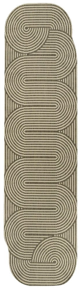 8' Beige And Brown Abstract Indoor Outdoor Runner Rug HomeRoots
