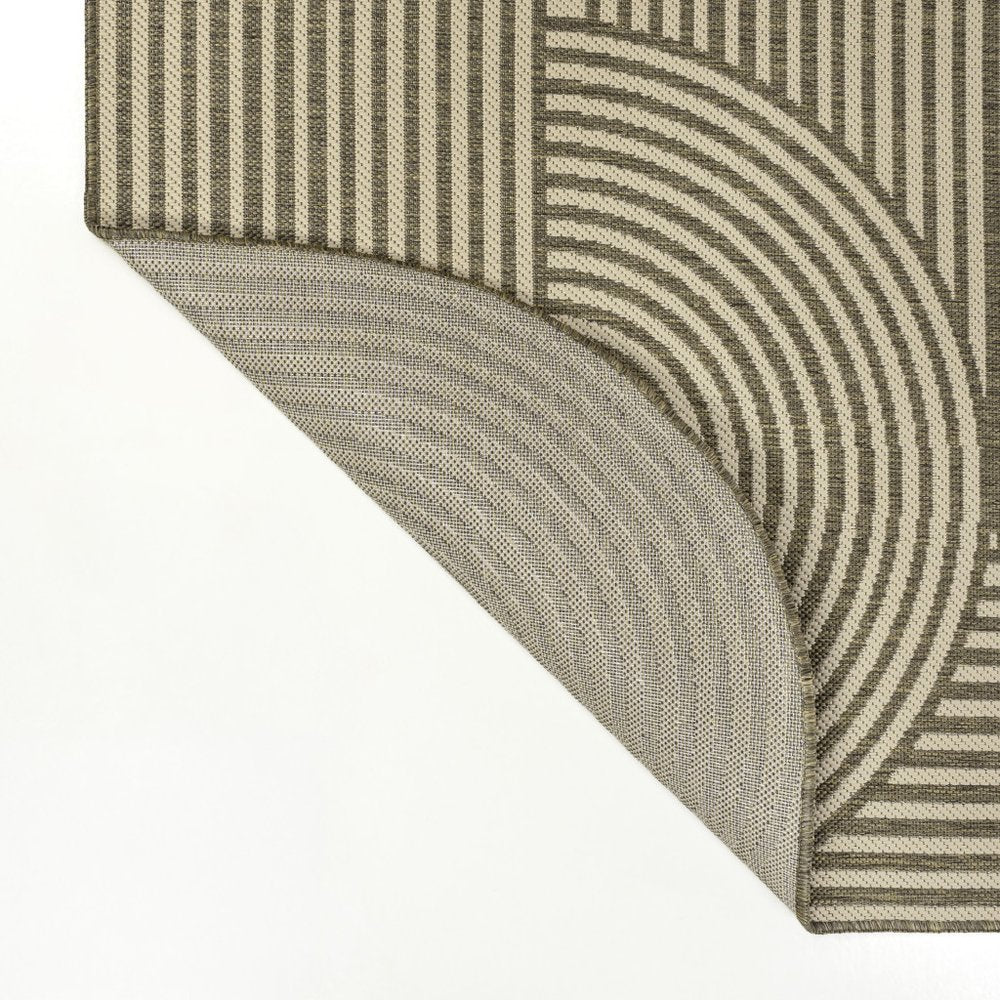 8' Beige And Brown Abstract Indoor Outdoor Runner Rug