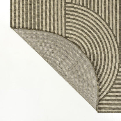 8' Beige And Brown Abstract Indoor Outdoor Runner Rug