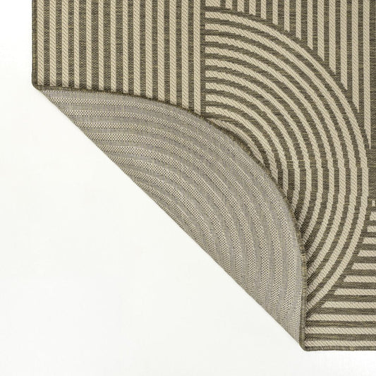 8' Beige And Brown Abstract Indoor Outdoor Runner Rug