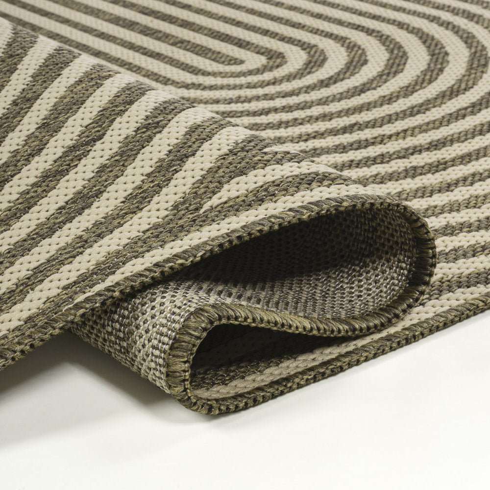 8' Beige And Brown Abstract Indoor Outdoor Runner Rug HomeRoots