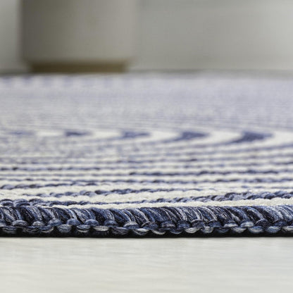 8' Cream And Navy Blue Abstract Indoor Outdoor Runner Rug HomeRoots