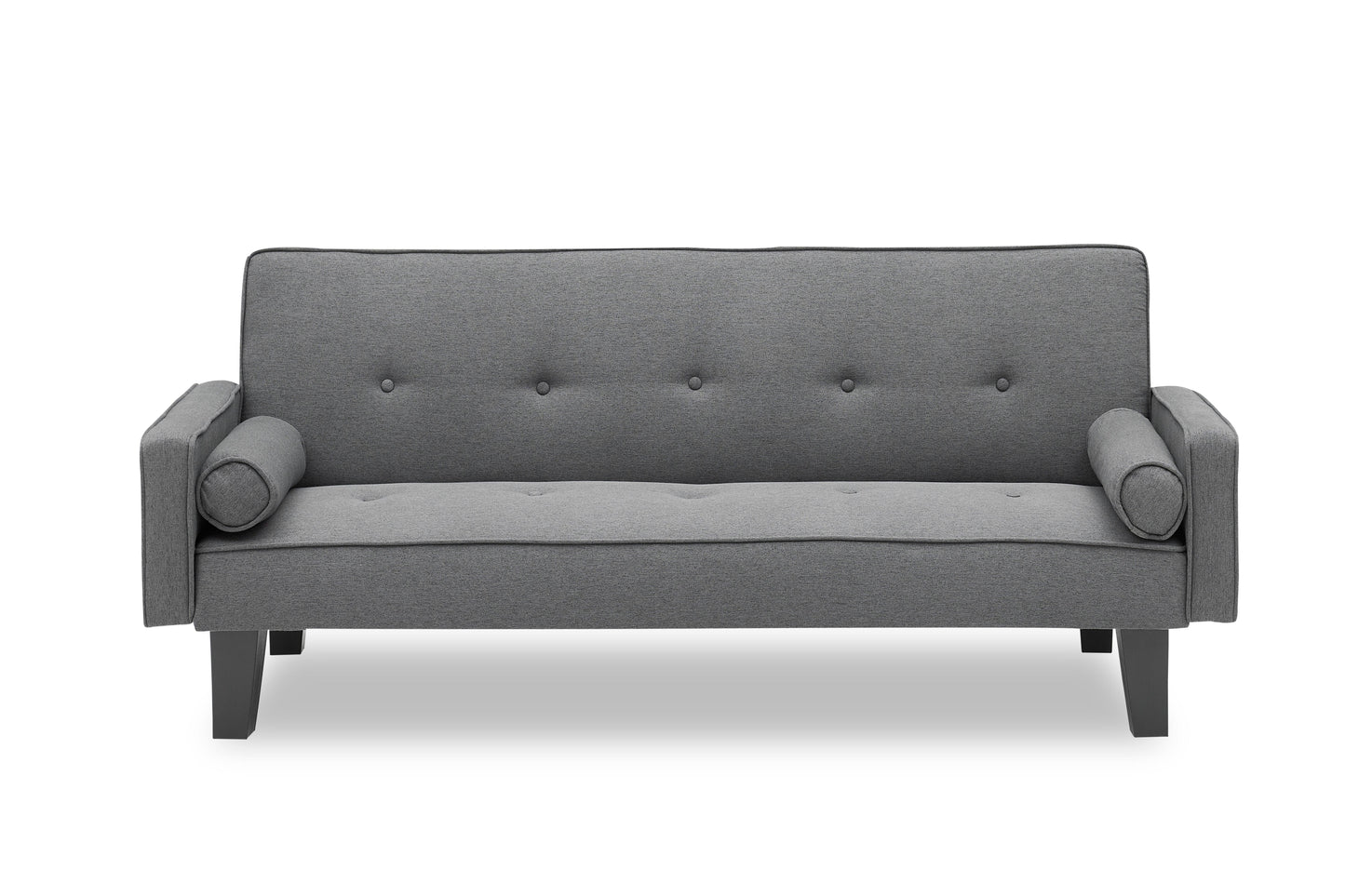 2059 sofa convertible into sofa bed includes two pillows 72" dark grey cotton linen sofa bed for family living room - FurniFindUSA