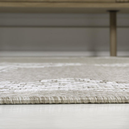 8' Beige And Cream Medallion Indoor Outdoor Runner Rug HomeRoots