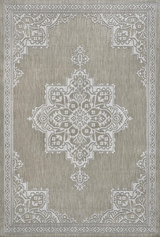 3' X 5' Beige And Cream Medallion Indoor Outdoor Area Rug