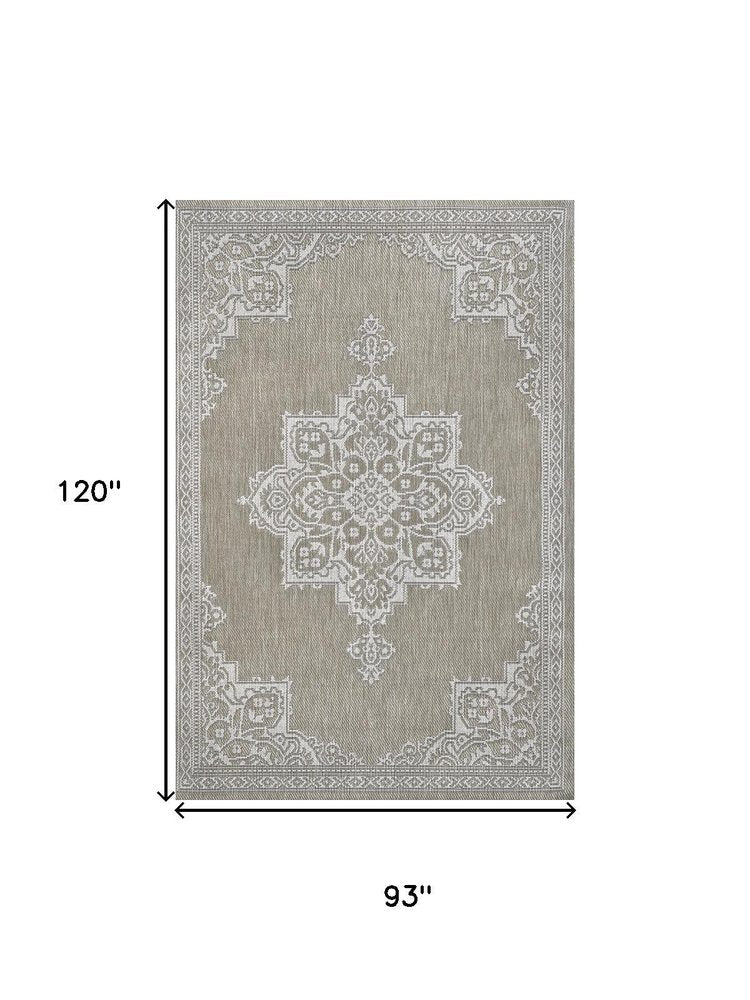 8' X 10' Beige And Cream Medallion Indoor Outdoor Area Rug HomeRoots